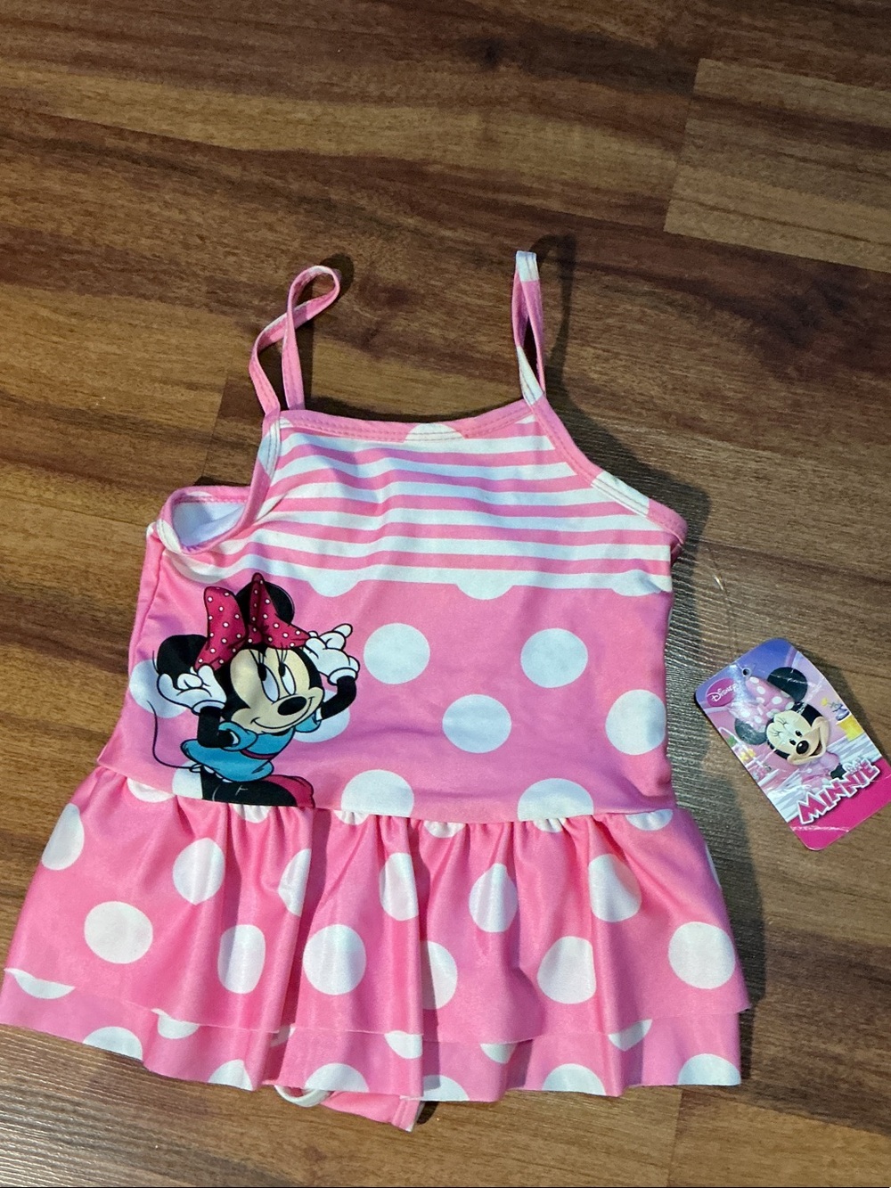 Disney Pink Minnie Mouse Polka Dot Swim Dress nwt sz 24 months baby girls